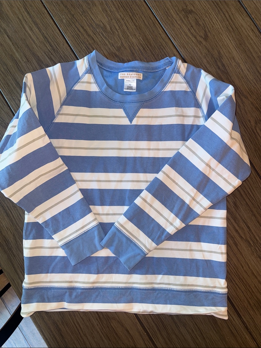 The Beaufort Bonnet Company Light Blue & White Striped Raglan Long Sleeve Tee